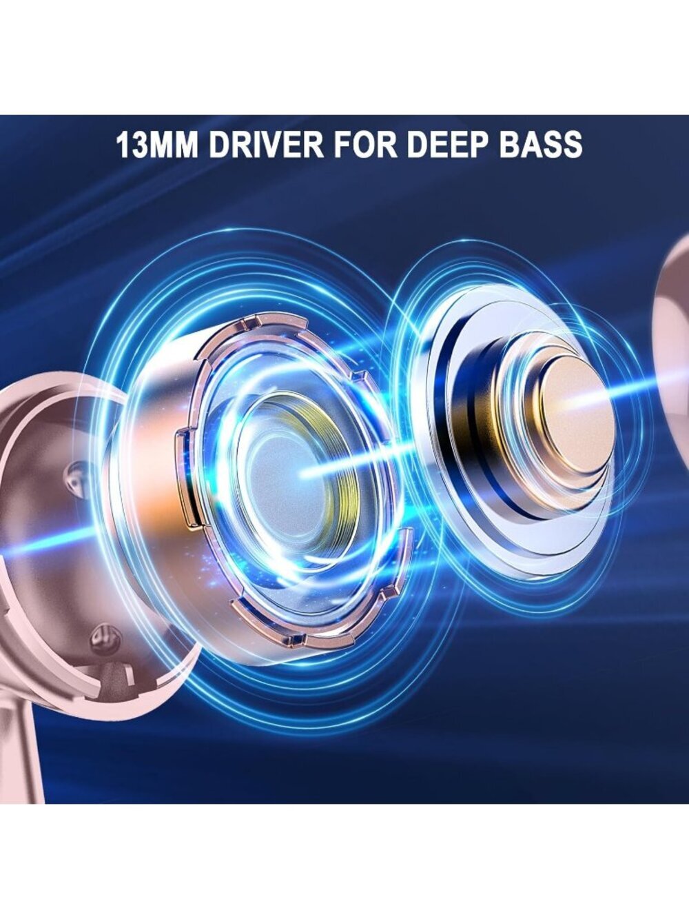 Wireless Rose Gold LED Power Display Bass Stereo 40H Playback Bluetooth Earbud - Picture 4 of 6